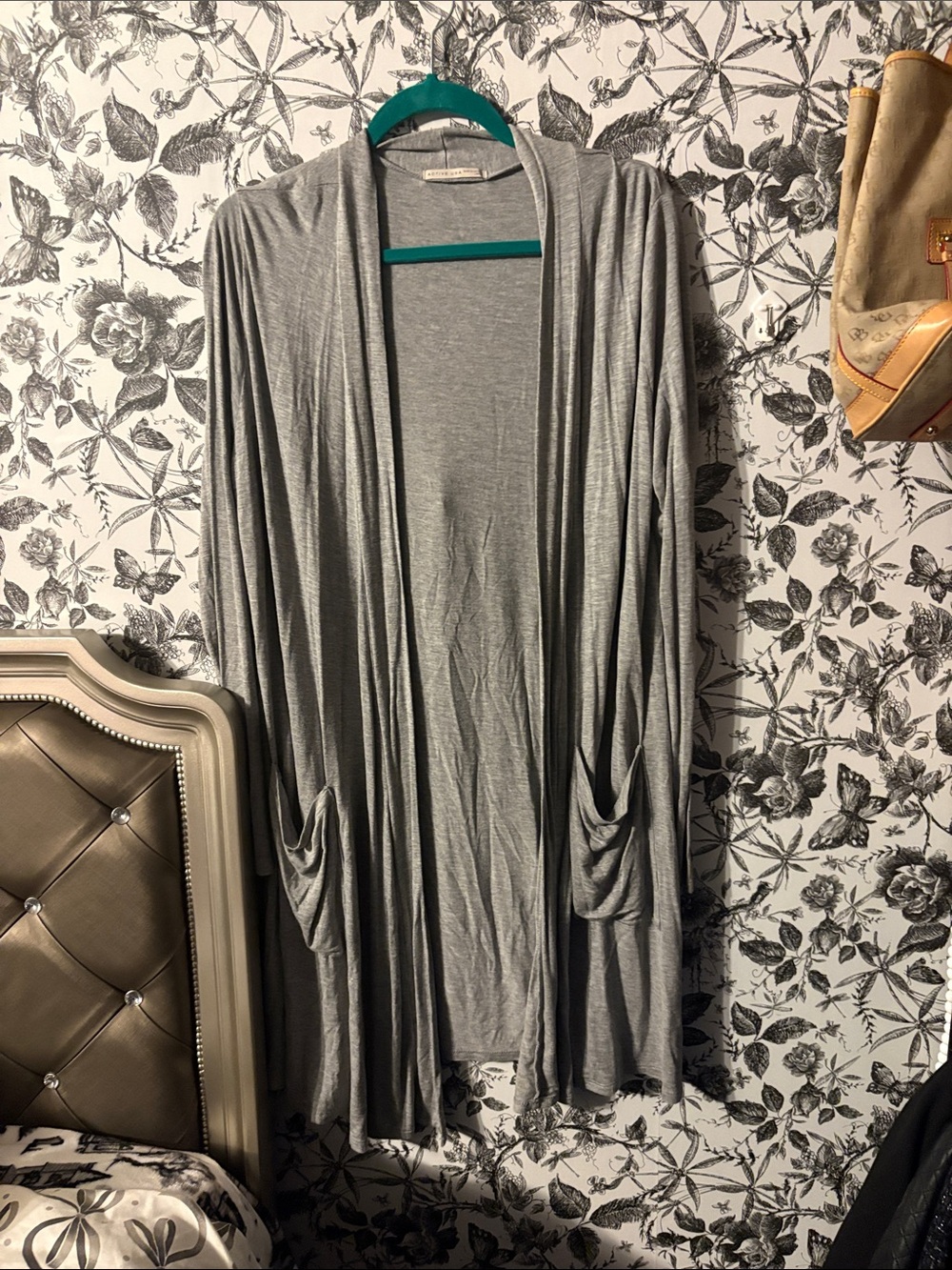 Light Gray Open-Front Cardigan